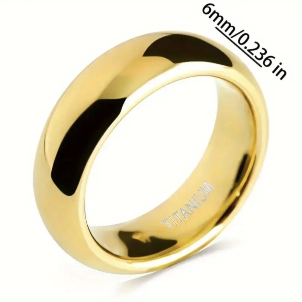 Gold Titanium Men's/Women's Unisex Wedding Band Ring Size 6 - Picture 2 of 12
